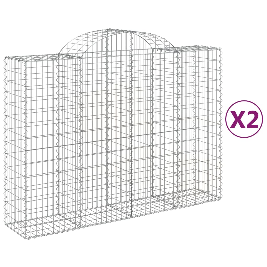 vidaXL Kosze gabionowe, 2 szt, 200x50x140/160 cm, galwanizowane żelazo