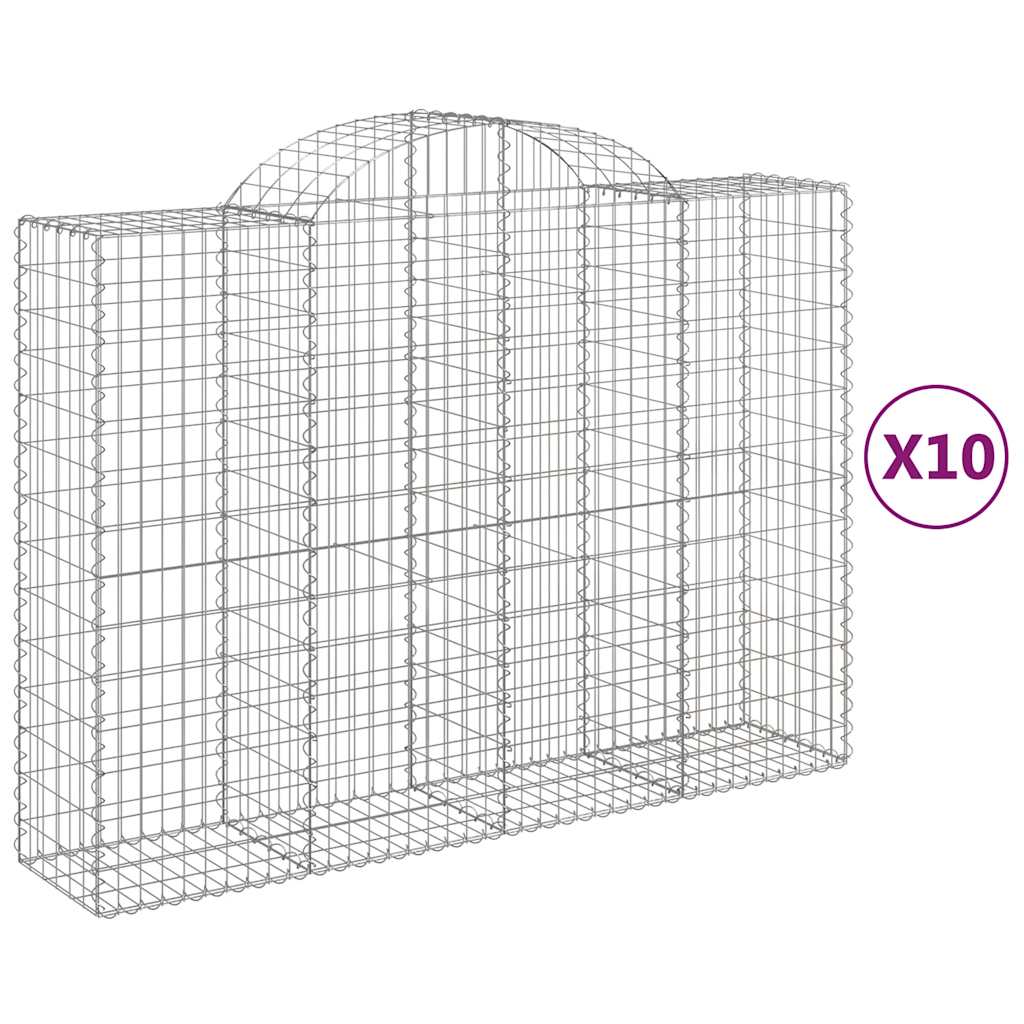 vidaXL Kosze gabionowe, 10 szt, 200x50x140/160cm, galwanizowane żelazo