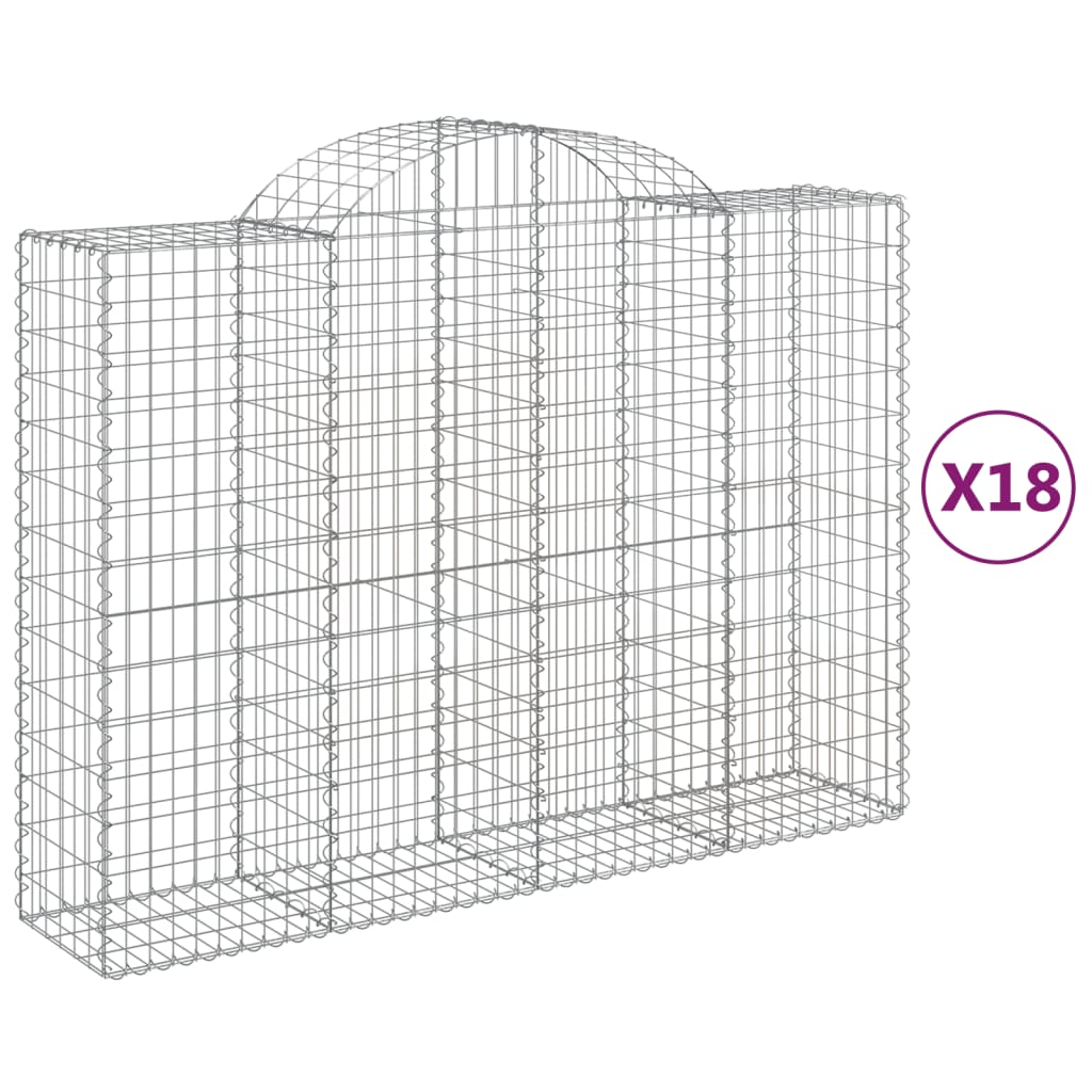 vidaXL Kosze gabionowe, 18 szt, 200x50x140/160cm, galwanizowane żelazo