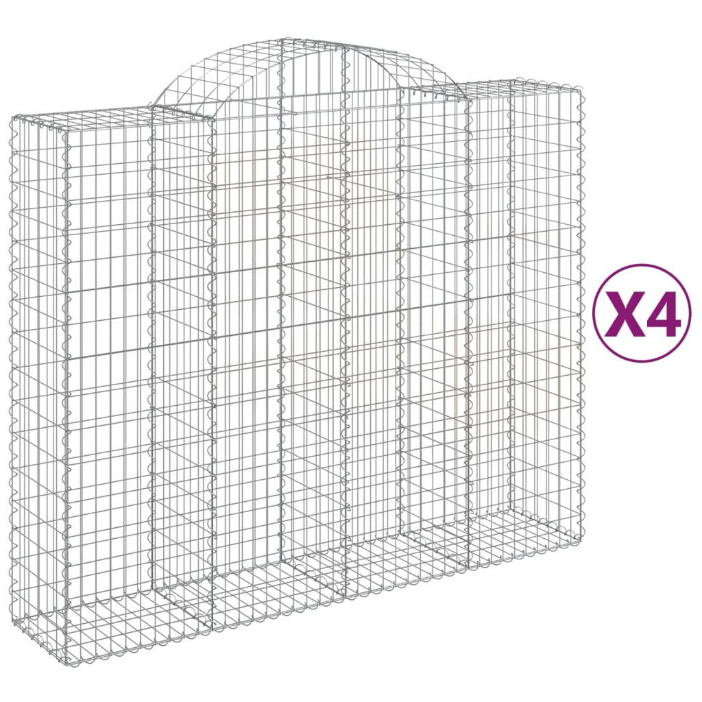 vidaXL Kosze gabionowe, 4 szt, 200x50x160/180 cm, galwanizowane żelazo