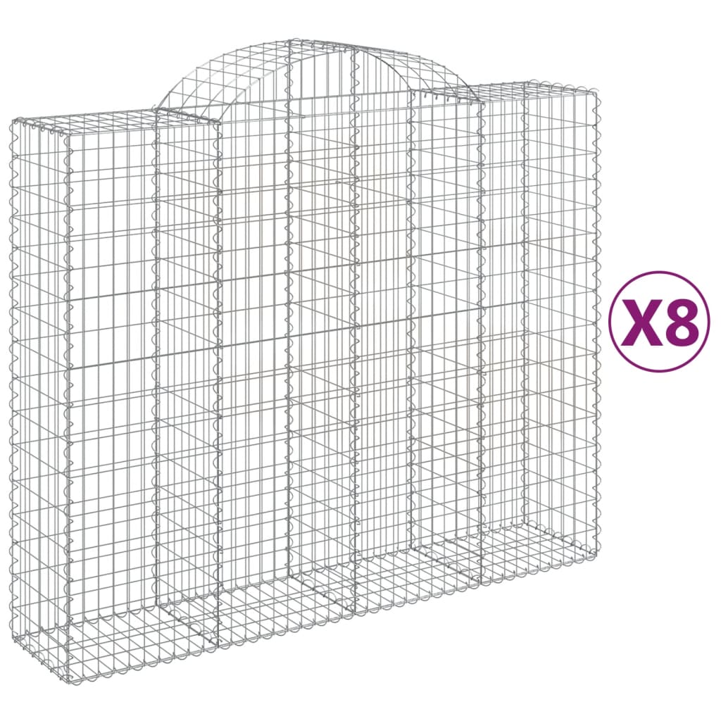 vidaXL Kosze gabionowe, 8 szt, 200x50x160/180 cm, galwanizowane żelazo