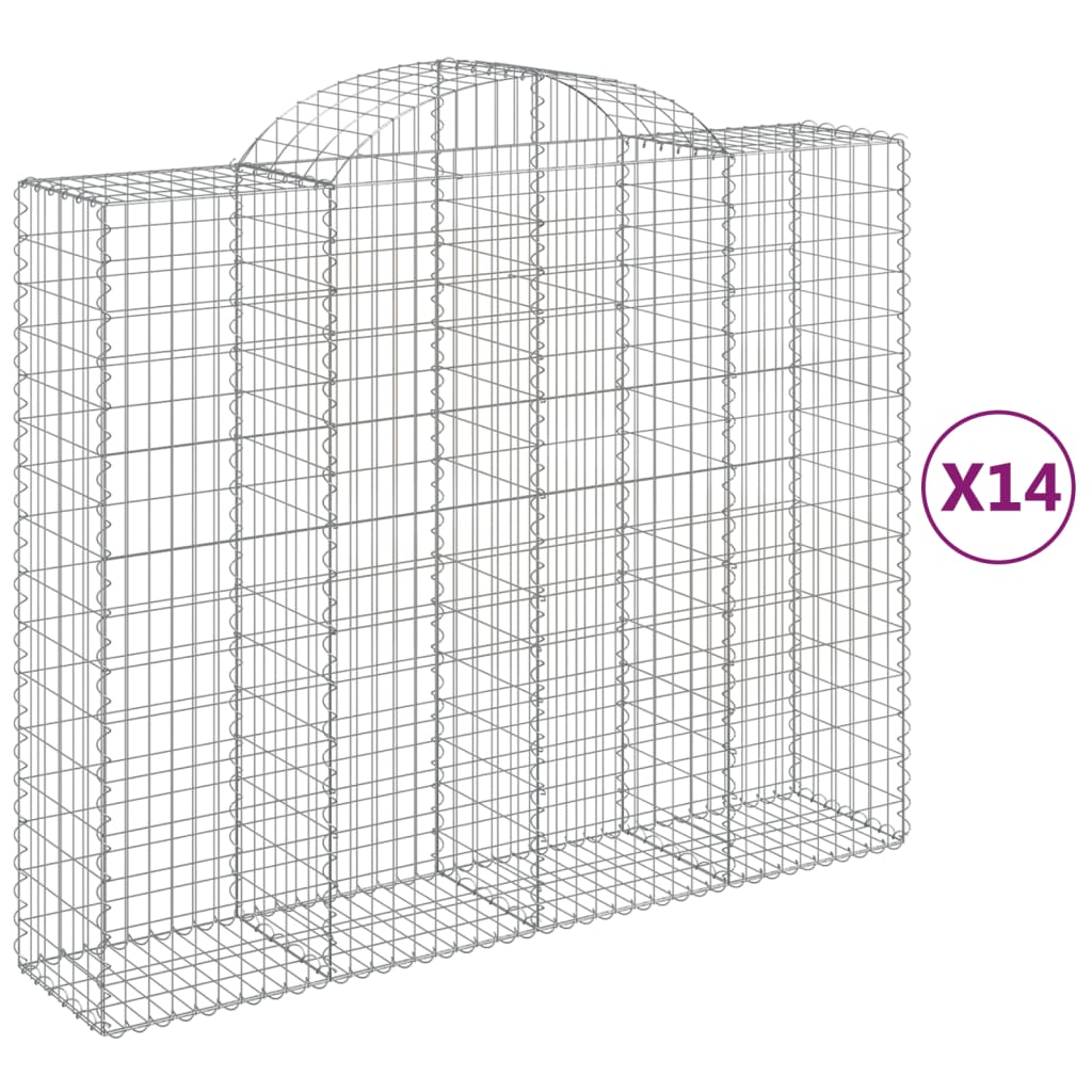 vidaXL Kosze gabionowe, 14 szt, 200x50x160/180cm, galwanizowane żelazo