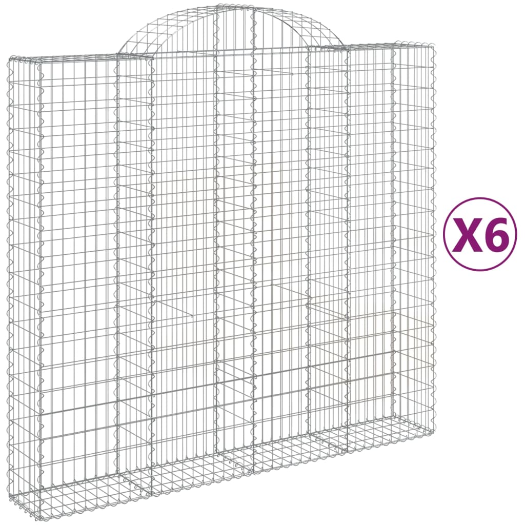 vidaXL Kosze gabionowe, 6 szt, 200x50x180/200 cm, galwanizowane żelazo