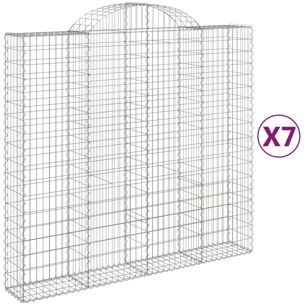 vidaXL Kosze gabionowe, 7 szt, 200x50x180/200 cm, galwanizowane żelazo