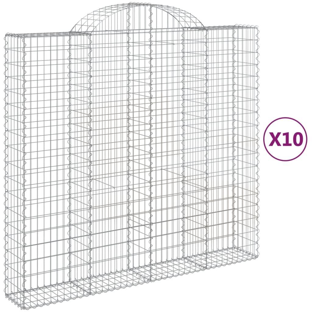 vidaXL Kosze gabionowe, 10 szt, 200x50x180/200cm, galwanizowane żelazo