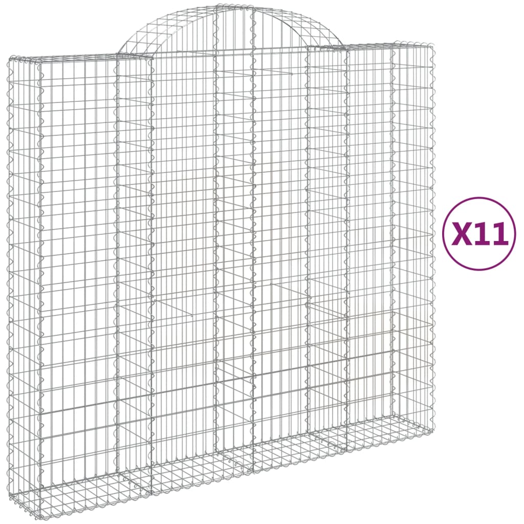 vidaXL Kosze gabionowe, 11 szt, 200x50x180/200cm, galwanizowane żelazo