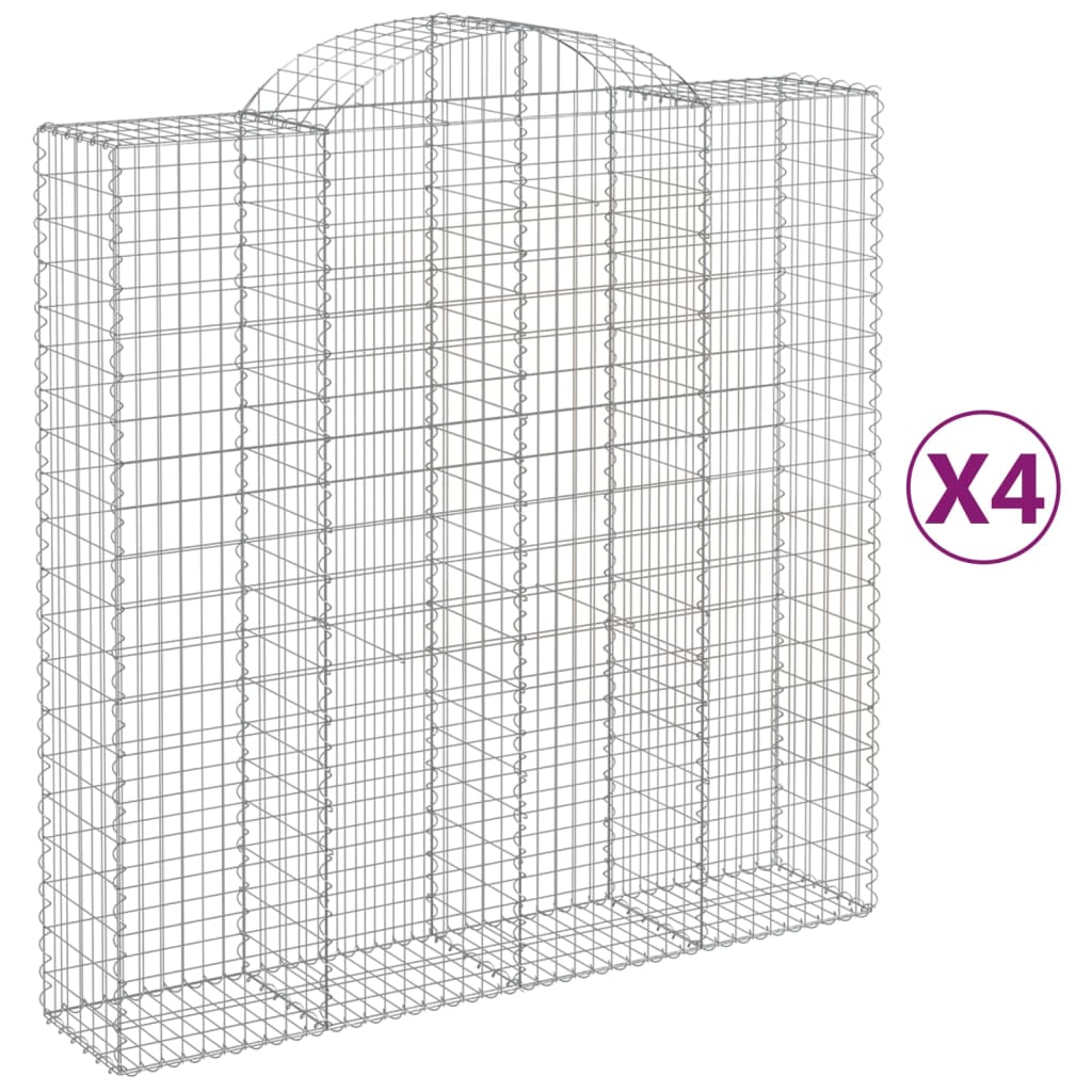 vidaXL Kosze gabionowe, 4 szt, 200x50x200/220 cm, galwanizowane żelazo