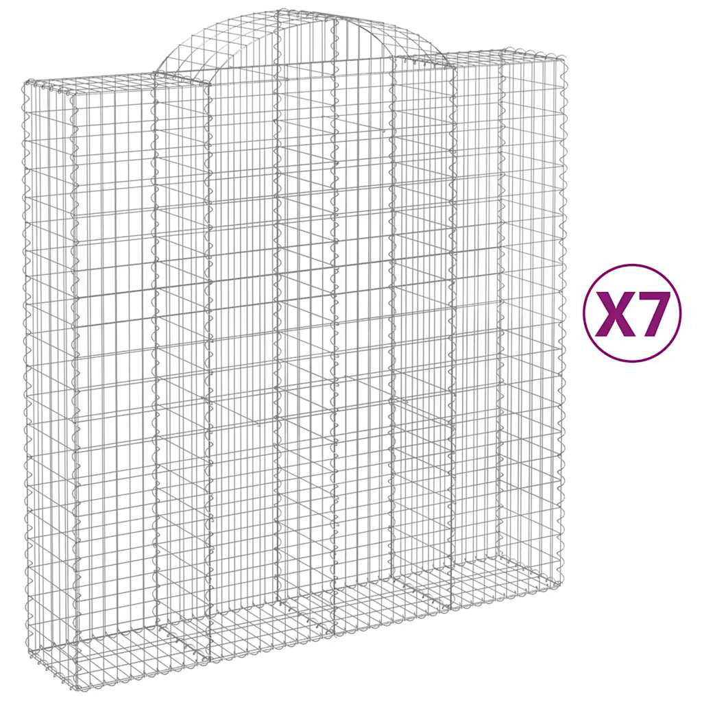 vidaXL Kosze gabionowe, 7 szt, 200x50x200/220 cm, galwanizowane żelazo