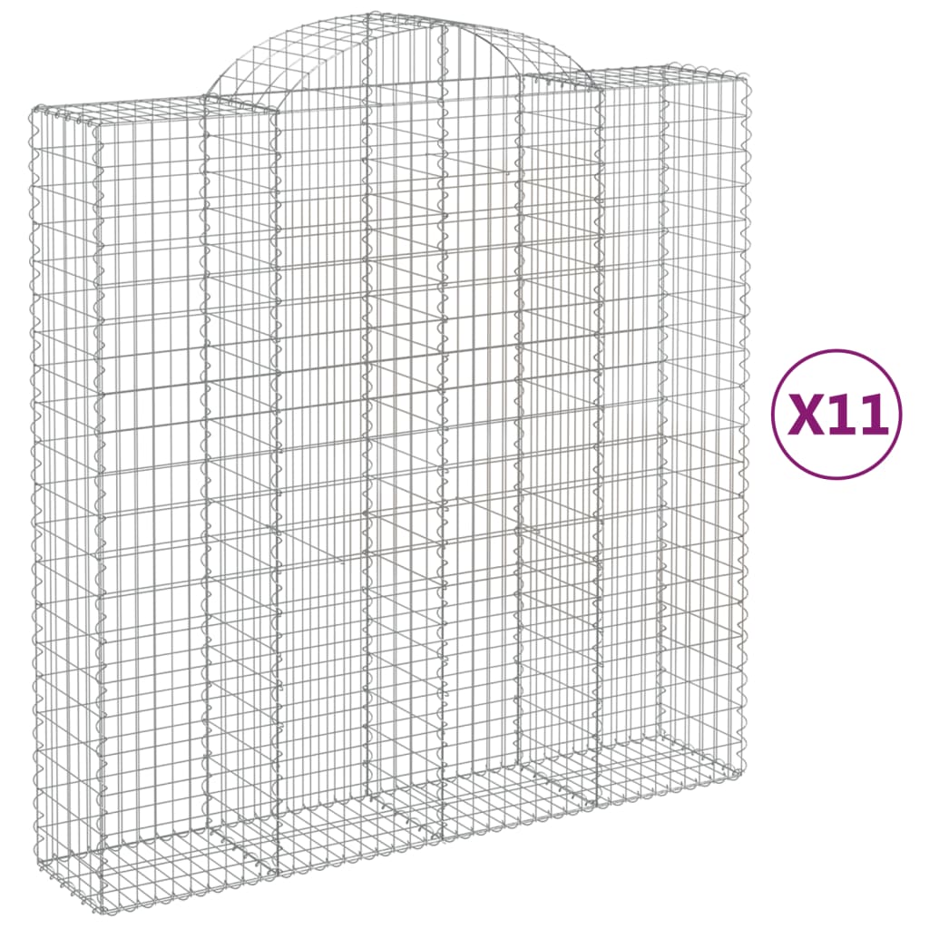 vidaXL Kosze gabionowe, 11 szt, 200x50x200/220cm, galwanizowane żelazo