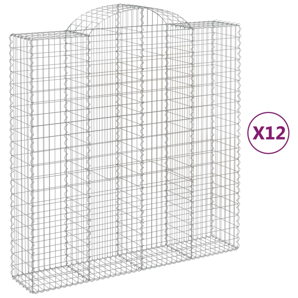 vidaXL Kosze gabionowe, 12 szt, 200x50x200/220cm, galwanizowane żelazo