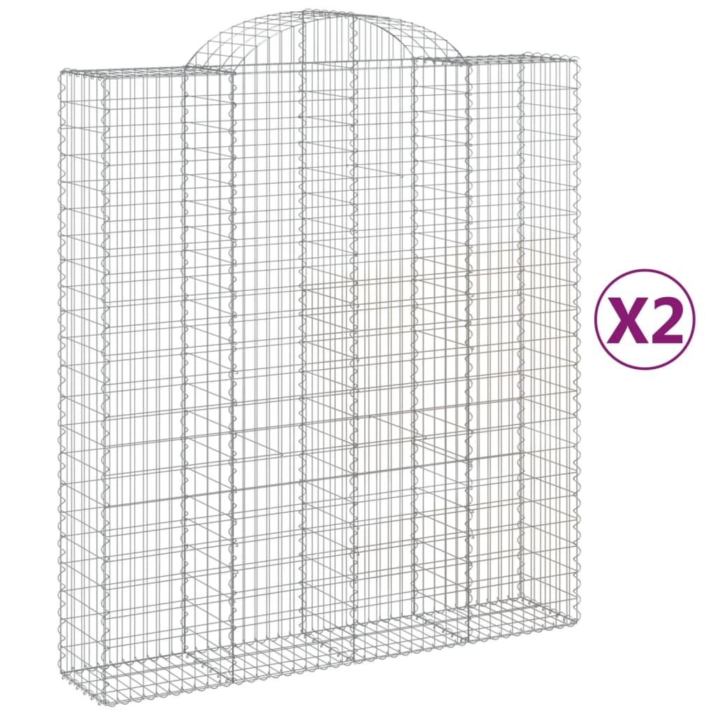 vidaXL Kosze gabionowe, 2 szt, 200x50x220/240 cm, galwanizowane żelazo
