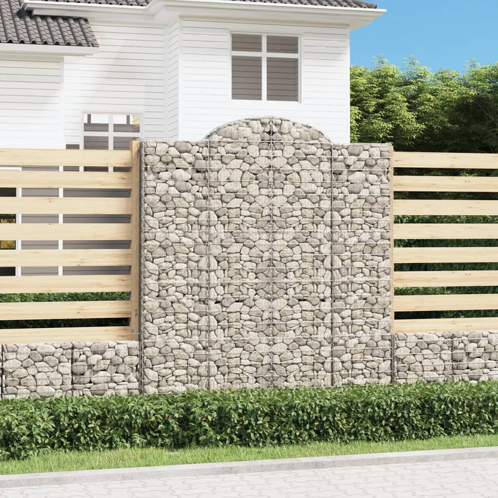 vidaXL Kosze gabionowe, 2 szt, 200x50x220/240 cm, galwanizowane żelazo