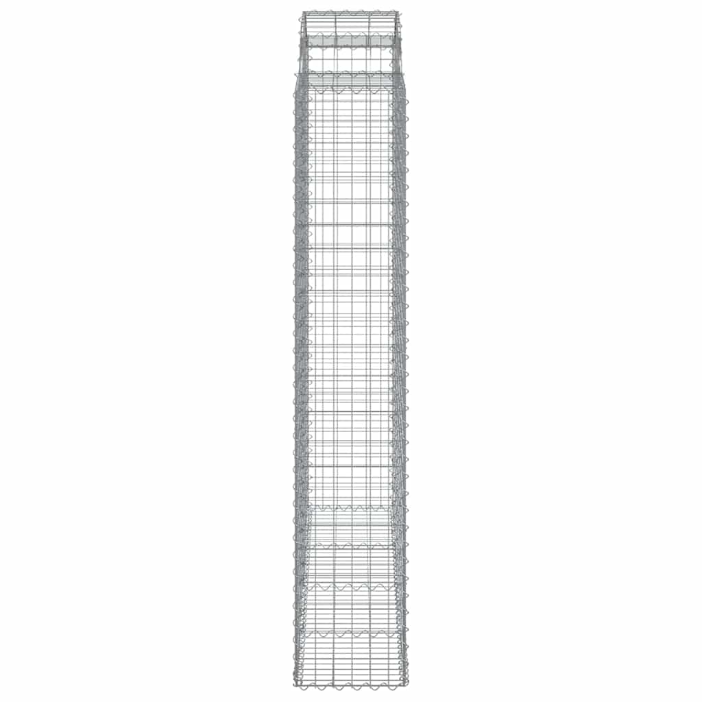 vidaXL Kosze gabionowe, 9 szt, 200x50x220/240 cm, galwanizowane żelazo