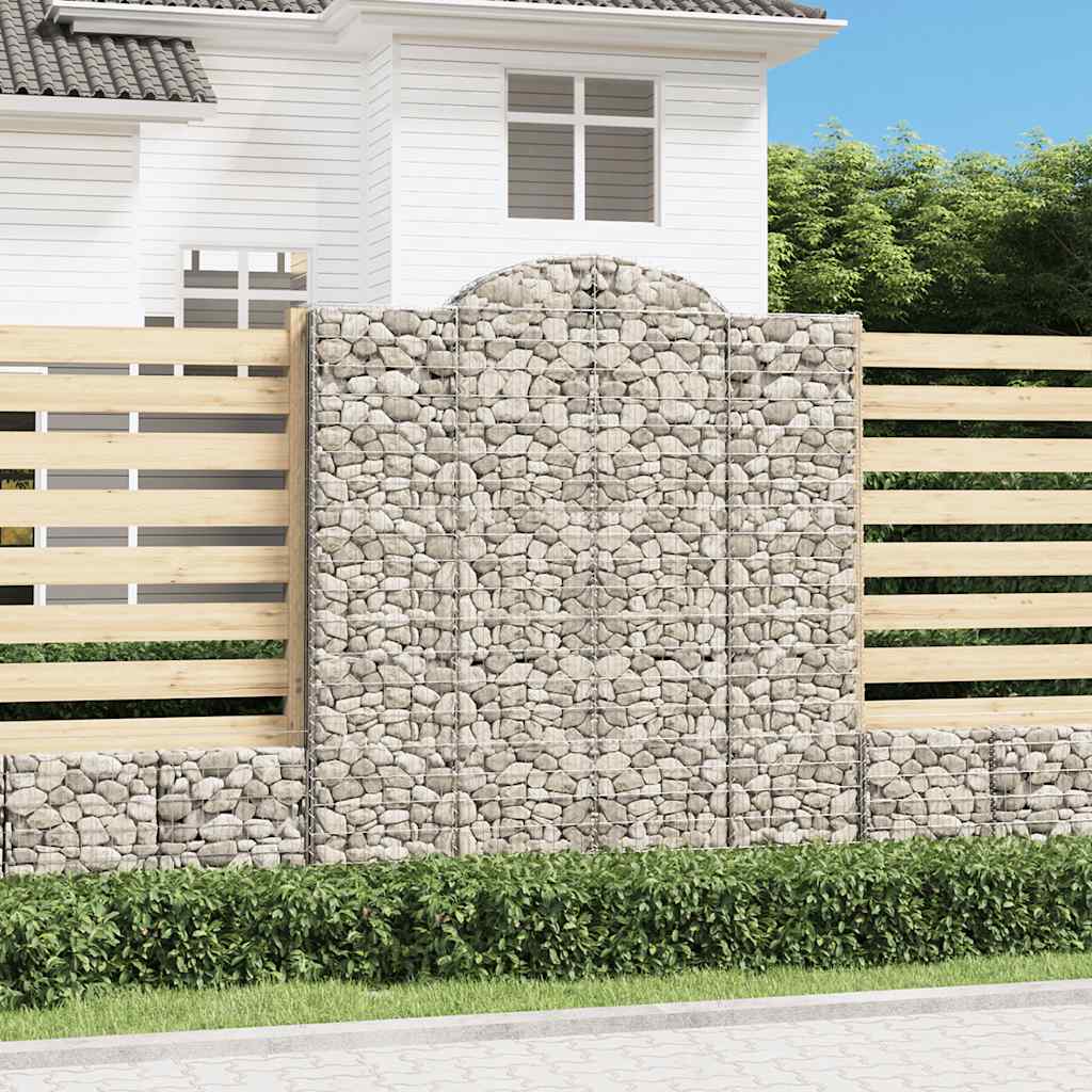 vidaXL Kosze gabionowe, 9 szt, 200x50x220/240 cm, galwanizowane żelazo
