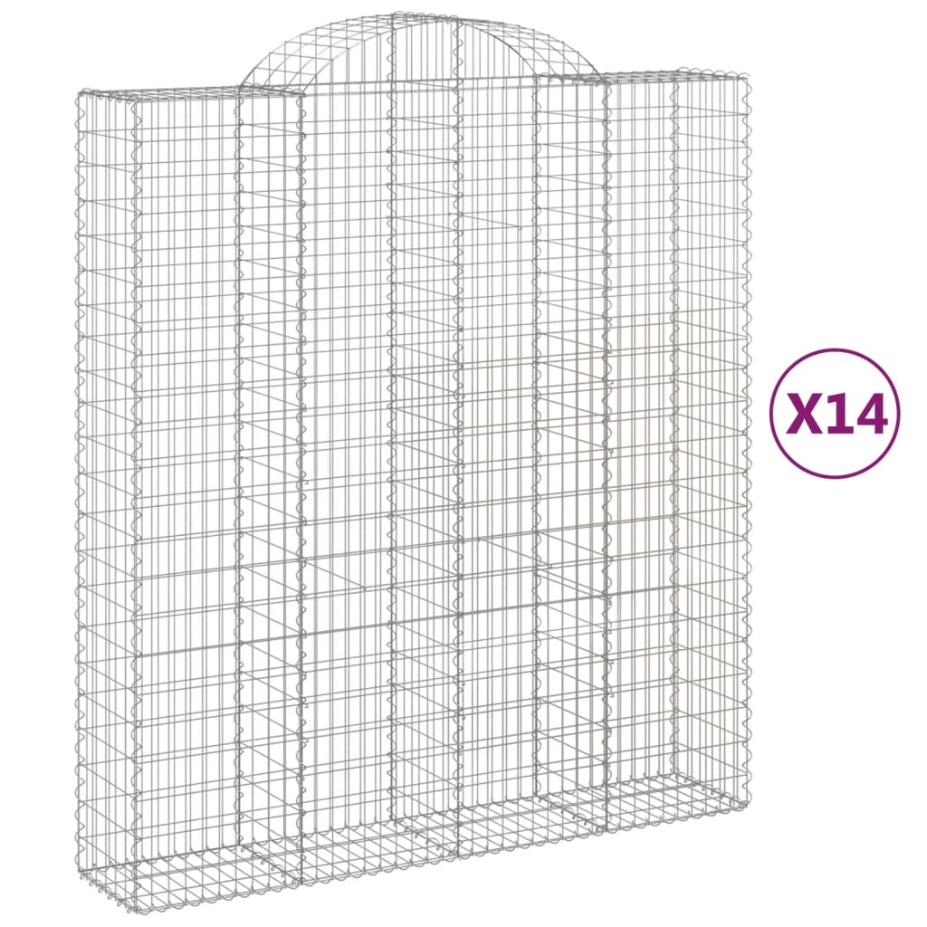 vidaXL Kosze gabionowe, 14 szt, 200x50x220/240cm, galwanizowane żelazo