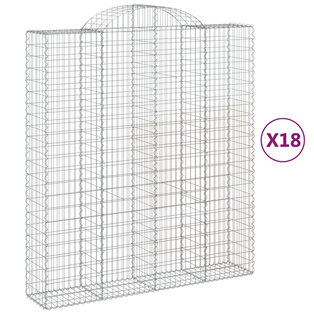 vidaXL Kosze gabionowe, 18 szt, 200x50x220/240cm, galwanizowane żelazo