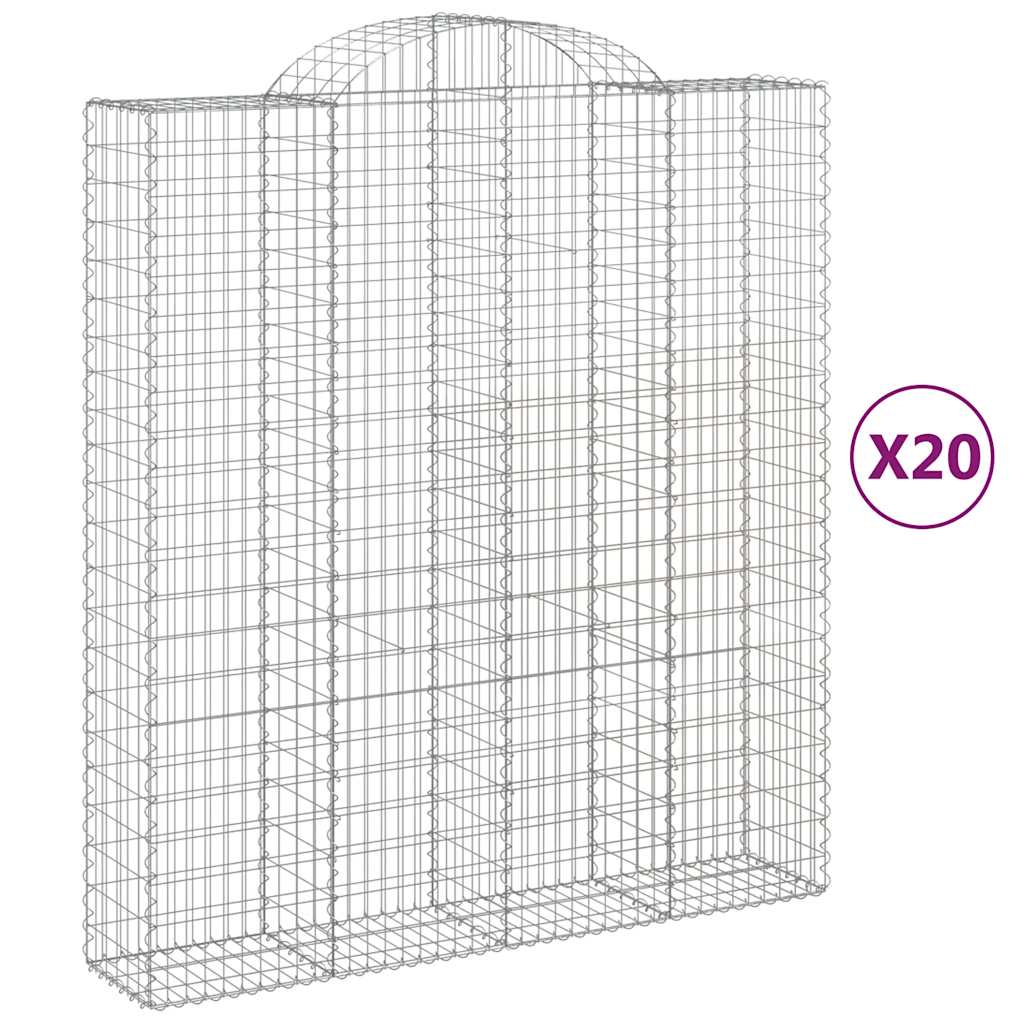 vidaXL Kosze gabionowe, 20 szt, 200x50x220/240cm, galwanizowane żelazo