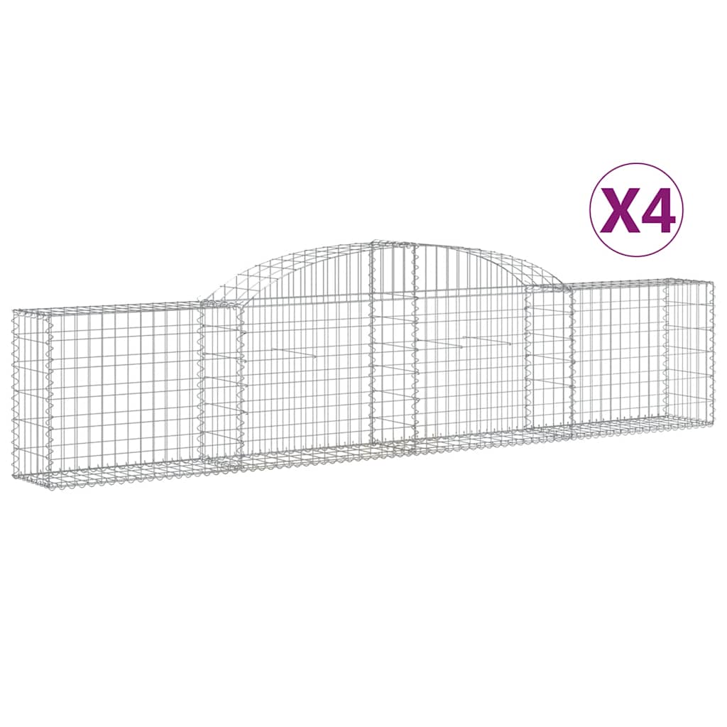 vidaXL Kosze gabionowe, 4 szt., 300x30x60/80 cm, galwanizowane żelazo