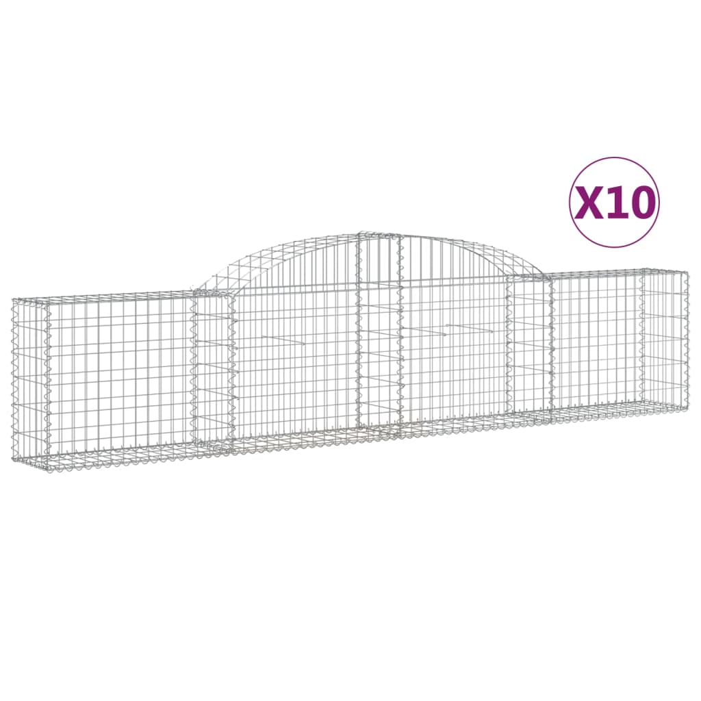 vidaXL Kosze gabionowe, 10 szt., 300x30x60/80 cm, galwanizowane żelazo