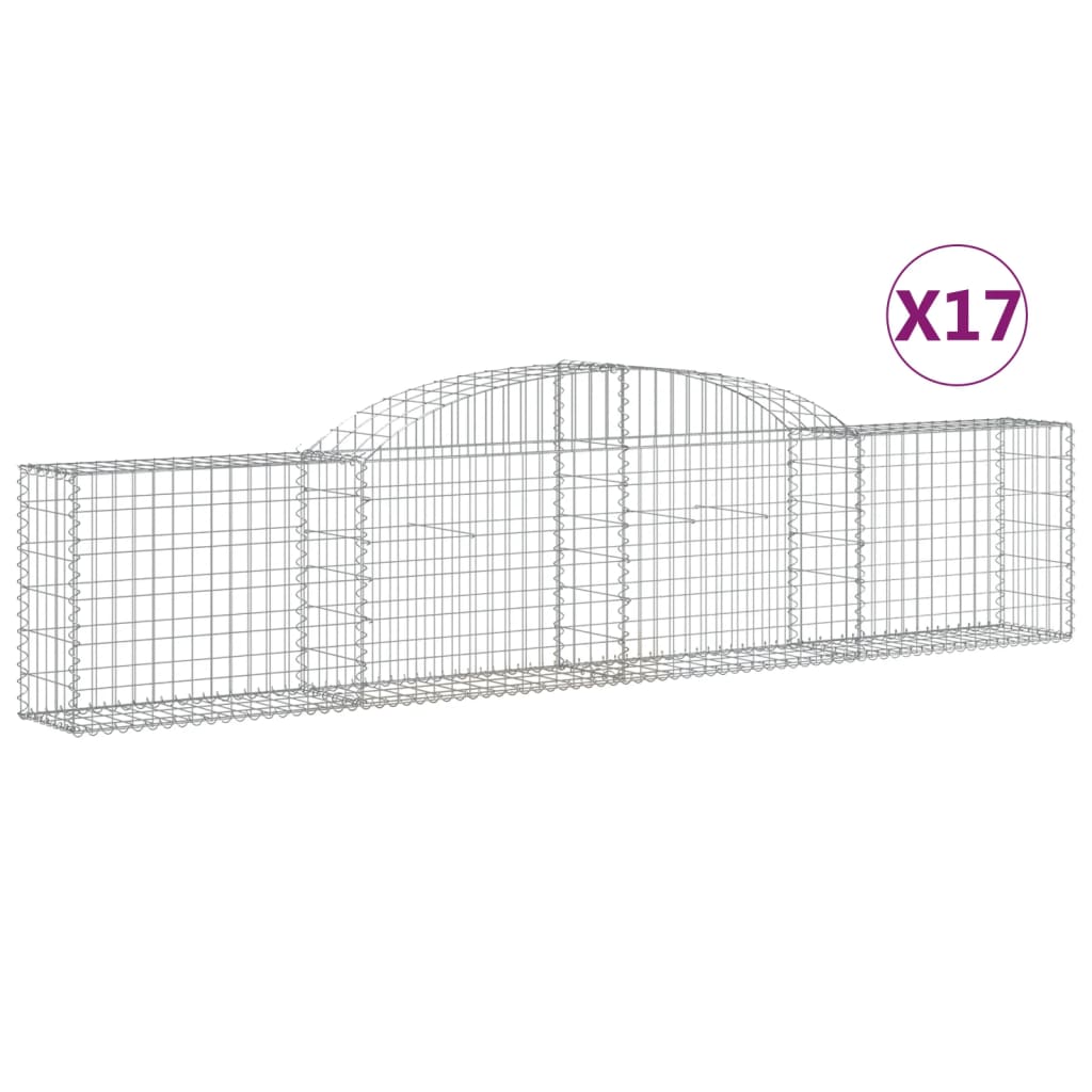 vidaXL Kosze gabionowe, 17 szt., 300x30x60/80 cm, galwanizowane żelazo