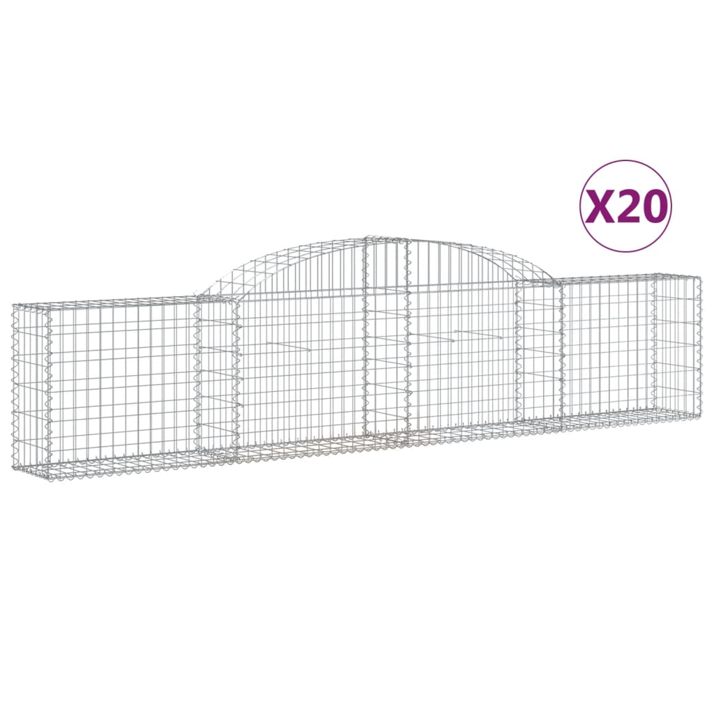 vidaXL Kosze gabionowe, 20 szt., 300x30x60/80 cm, galwanizowane żelazo