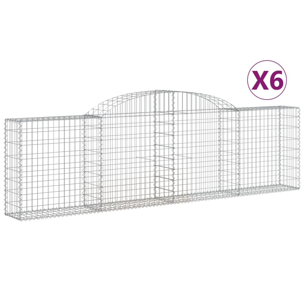 vidaXL Kosze gabionowe, 6 szt., 300x30x80/100 cm, galwanizowane żelazo