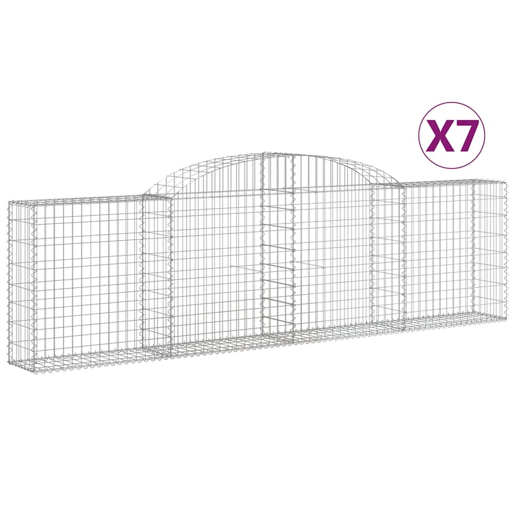 vidaXL Kosze gabionowe, 7 szt., 300x30x80/100 cm, galwanizowane żelazo