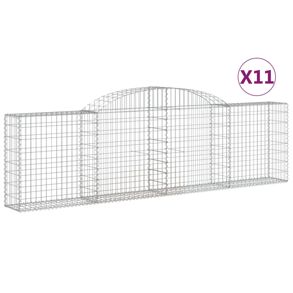 vidaXL Kosze gabionowe, 11 szt, 300x30x80/100 cm, galwanizowane żelazo