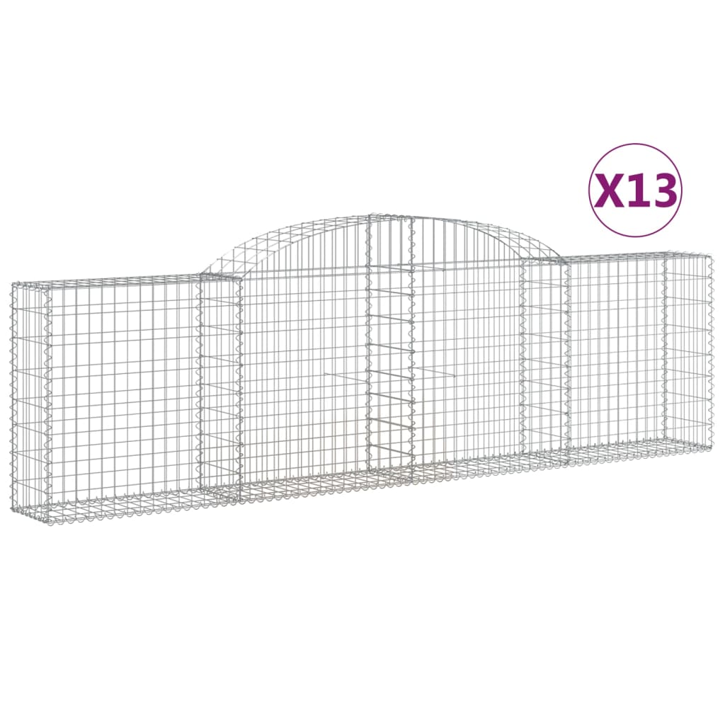 vidaXL Kosze gabionowe, 13 szt, 300x30x80/100 cm, galwanizowane żelazo