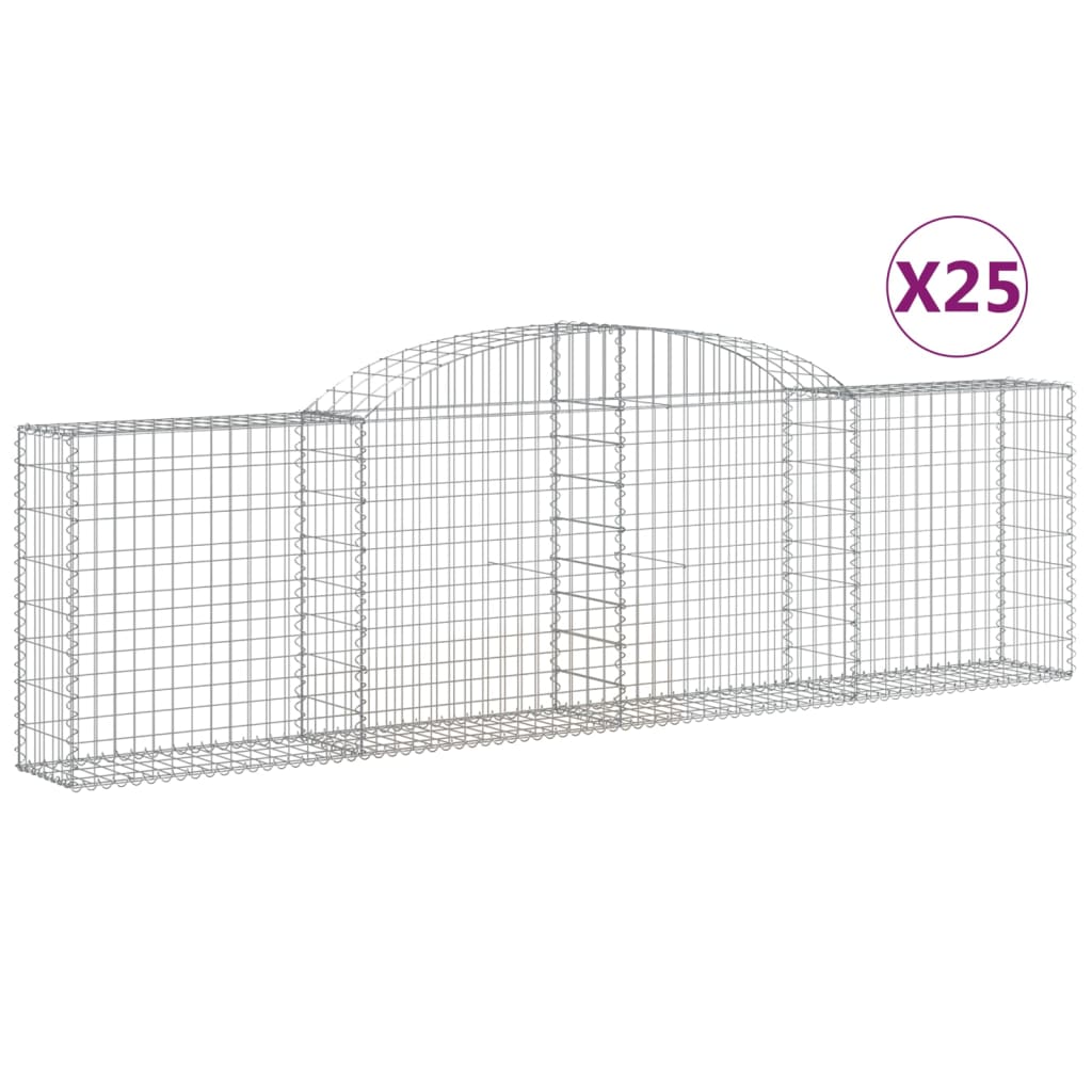 vidaXL Kosze gabionowe, 25 szt, 300x30x80/100 cm, galwanizowane żelazo