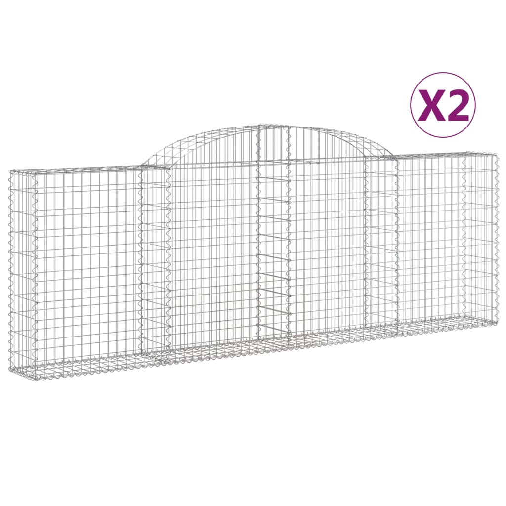 vidaXL Kosze gabionowe, 2 szt, 300x30x100/120 cm, galwanizowane żelazo