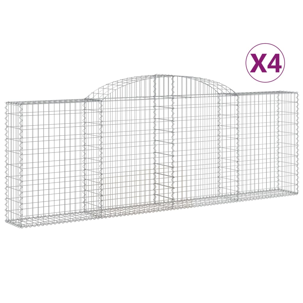 vidaXL Kosze gabionowe, 4 szt, 300x30x100/120 cm, galwanizowane żelazo