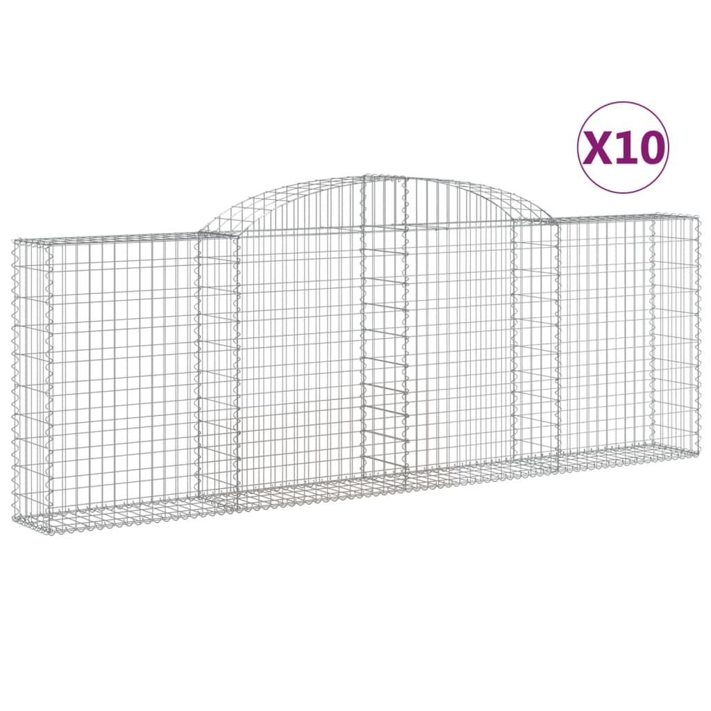 vidaXL Kosze gabionowe, 10 szt, 300x30x100/120cm, galwanizowane żelazo
