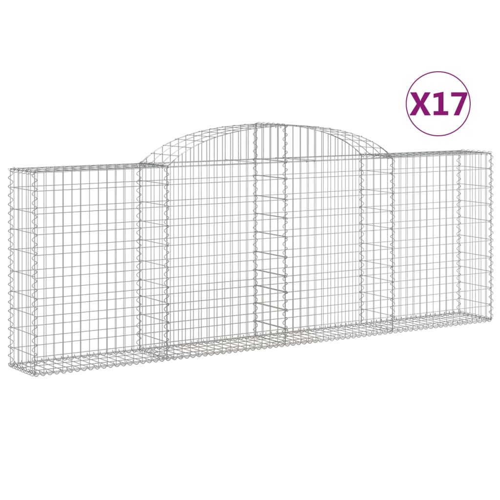vidaXL Kosze gabionowe, 17 szt, 300x30x100/120cm, galwanizowane żelazo