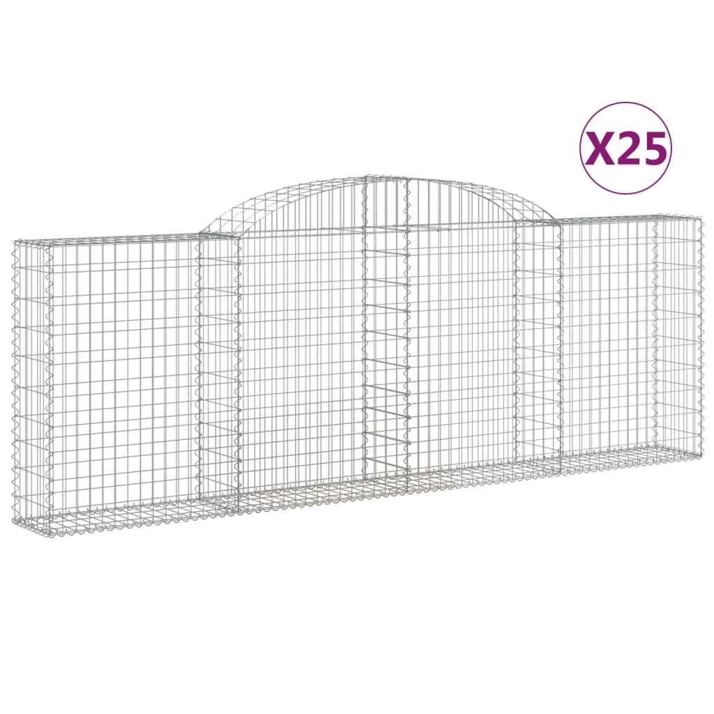 vidaXL Kosze gabionowe, 25 szt, 300x30x100/120cm, galwanizowane żelazo