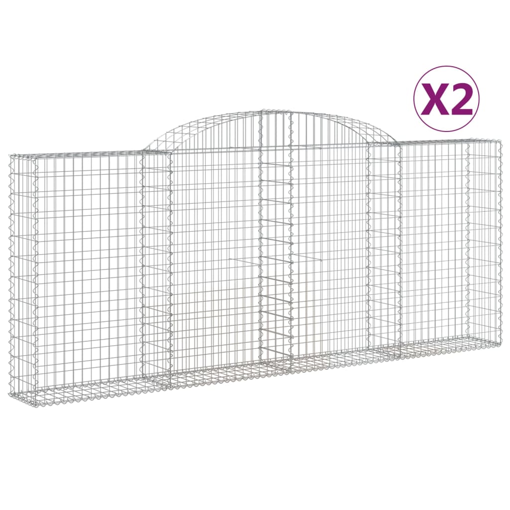vidaXL Kosze gabionowe z łukiem, 2 szt, 300x30x120/140 cm, żelazo