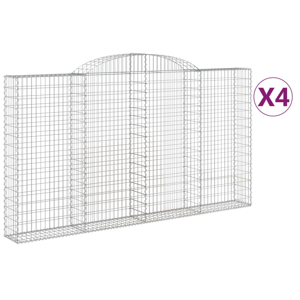 vidaXL Kosze gabionowe, 4 szt, 300x30x160/180 cm, galwanizowane żelazo