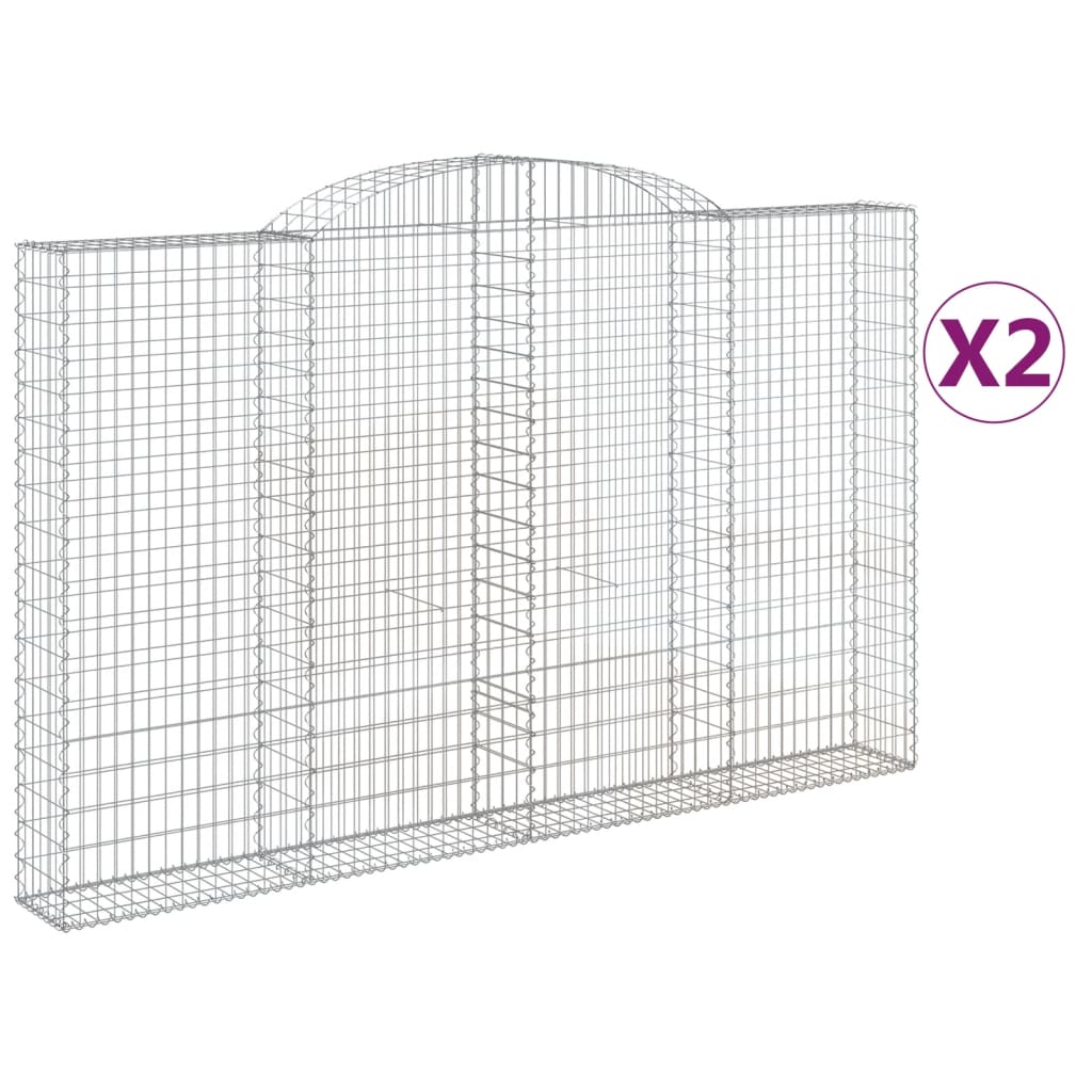 vidaXL Kosze gabionowe, 2 szt, 300x30x180/200 cm, galwanizowane żelazo