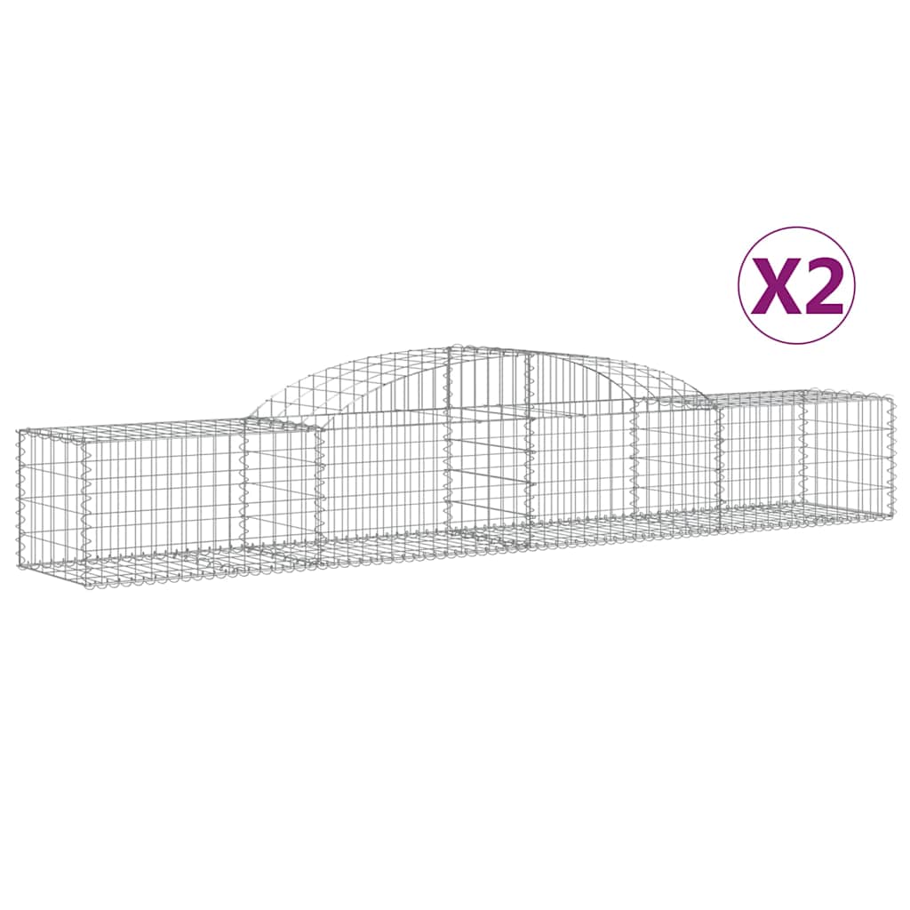 vidaXL Kosze gabionowe, 2 szt, 300x50x40/60 cm, galwanizowane żelazo