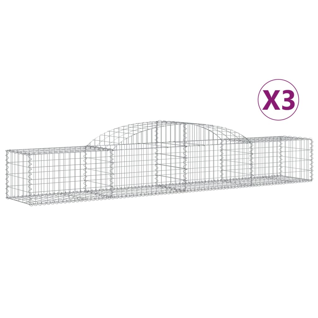 vidaXL Kosze gabionowe, 3 szt, 300x50x40/60 cm, galwanizowane żelazo