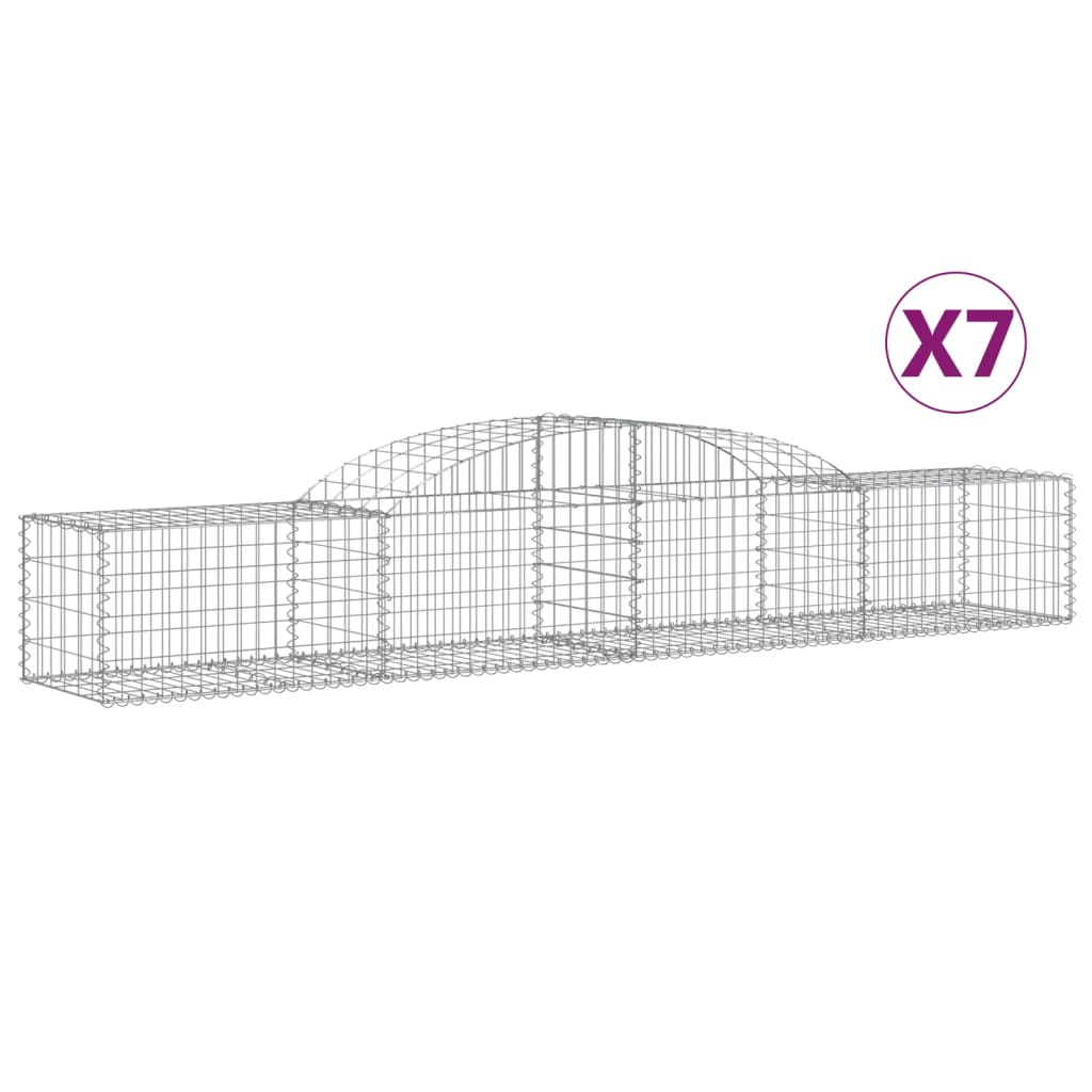 vidaXL Kosze gabionowe, 7 szt, 300x50x40/60 cm, galwanizowane żelazo
