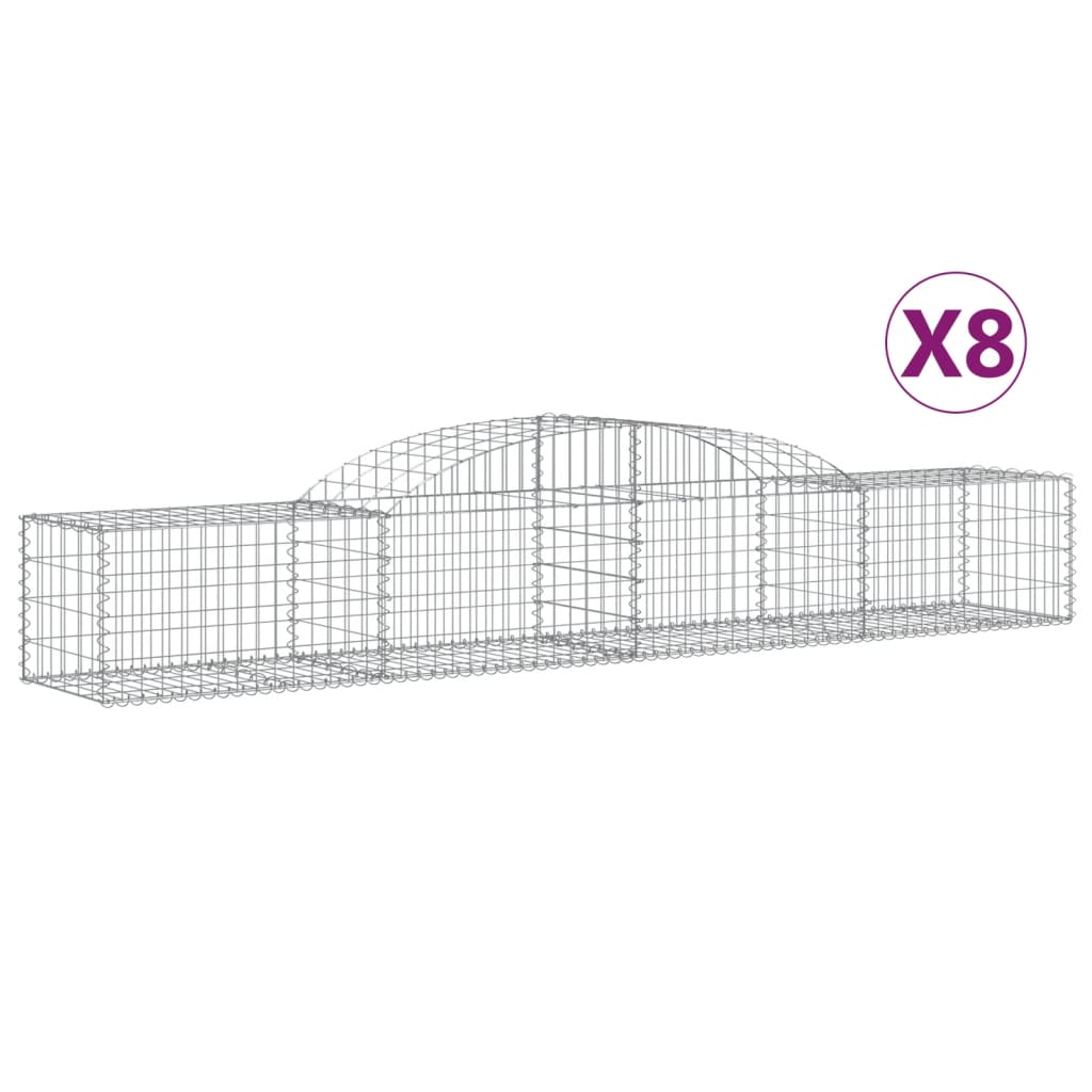 vidaXL Kosze gabionowe, 8 szt, 300x50x40/60 cm, galwanizowane żelazo