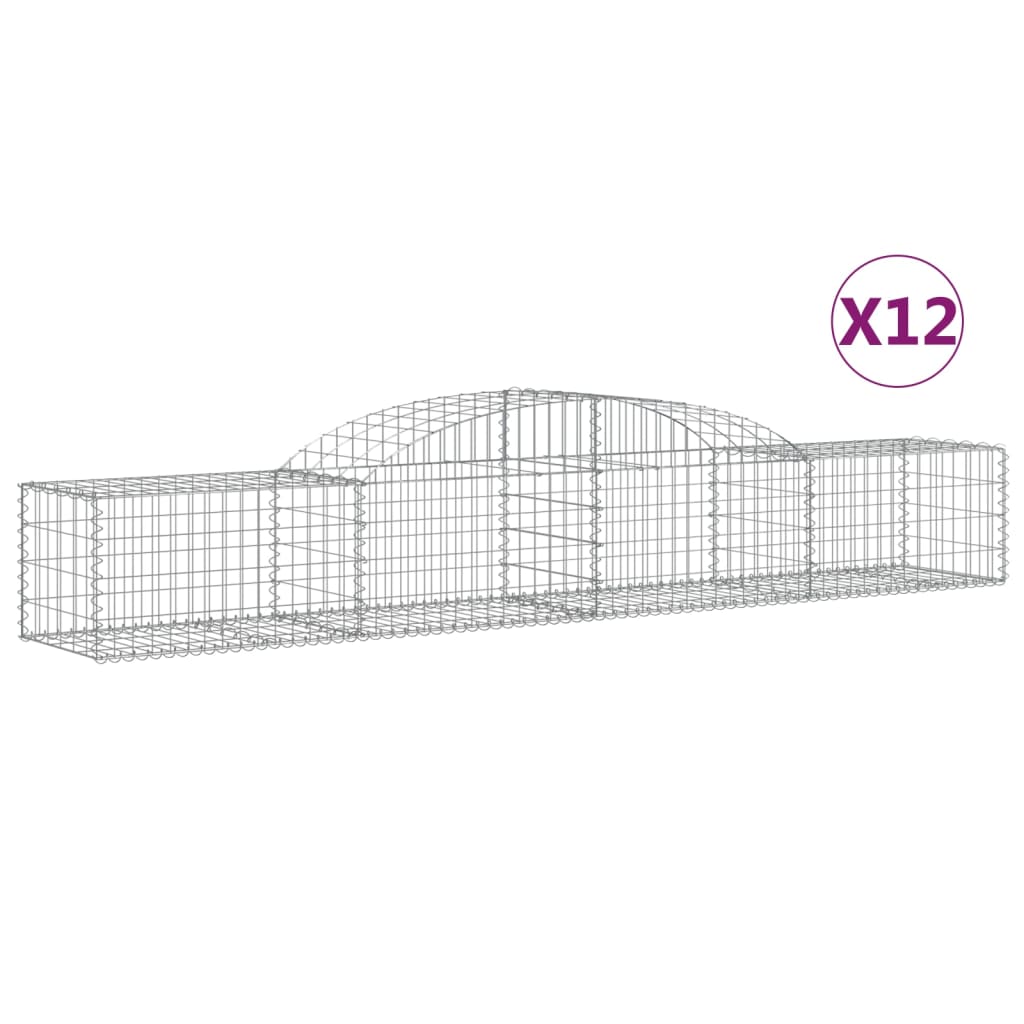 vidaXL Kosze gabionowe, 12 szt, 300x50x40/60 cm, galwanizowane żelazo