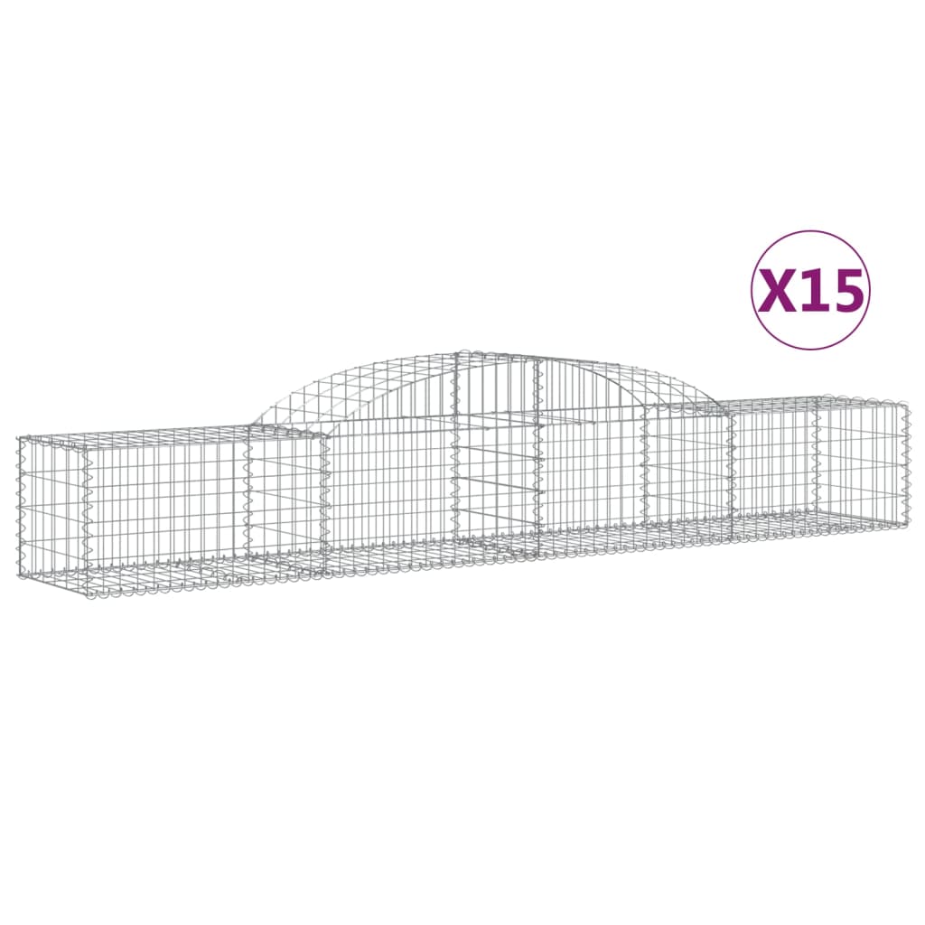 vidaXL Kosze gabionowe, 15 szt, 300x50x40/60 cm, galwanizowane żelazo