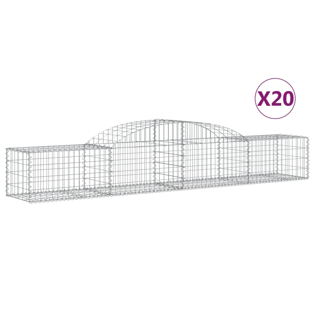 vidaXL Kosze gabionowe, 20 szt, 300x50x40/60 cm, galwanizowane żelazo