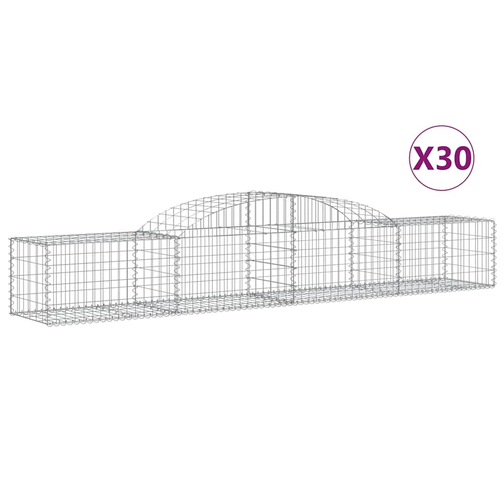vidaXL Kosze gabionowe, 30 szt, 300x50x40/60 cm, galwanizowane żelazo