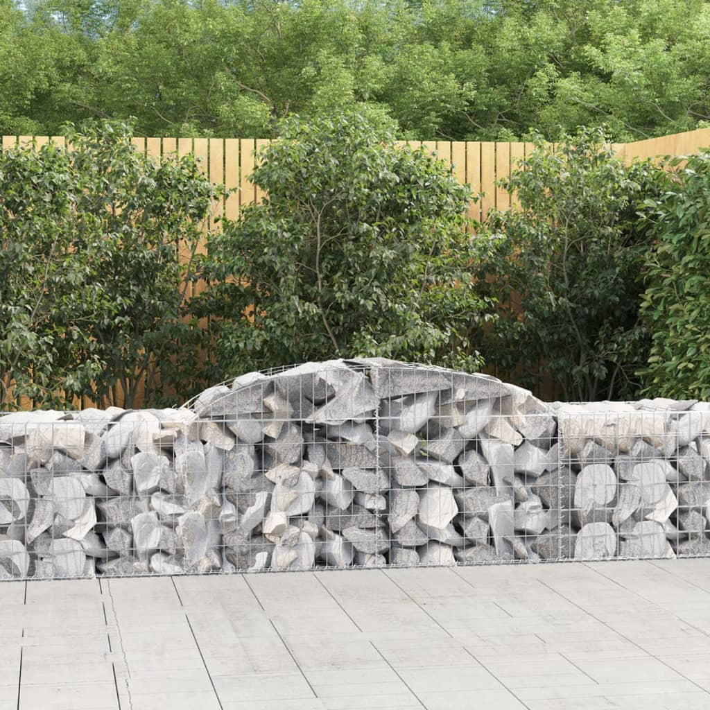vidaXL Kosze gabionowe, 3 szt., 300x50x60/80 cm, galwanizowane żelazo