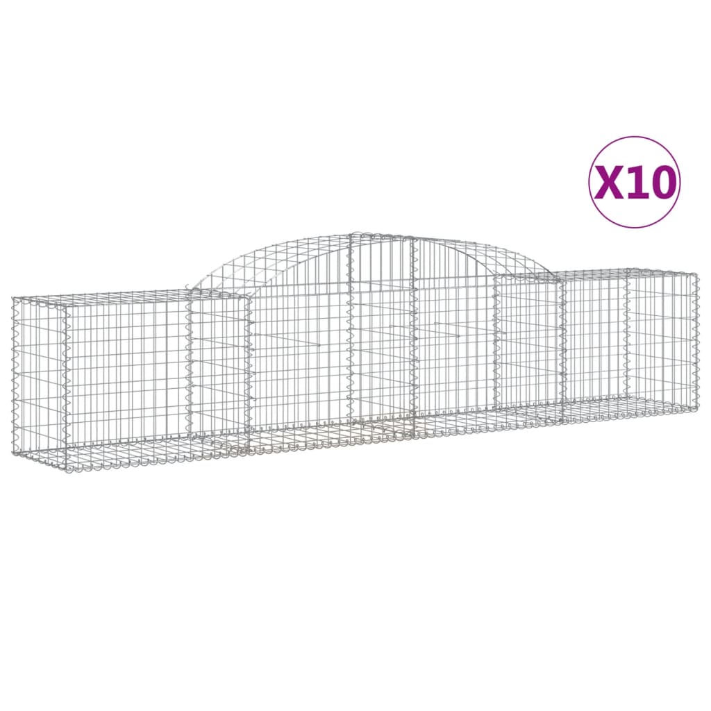 vidaXL Kosze gabionowe, 10 szt., 300x50x60/80 cm, galwanizowane żelazo