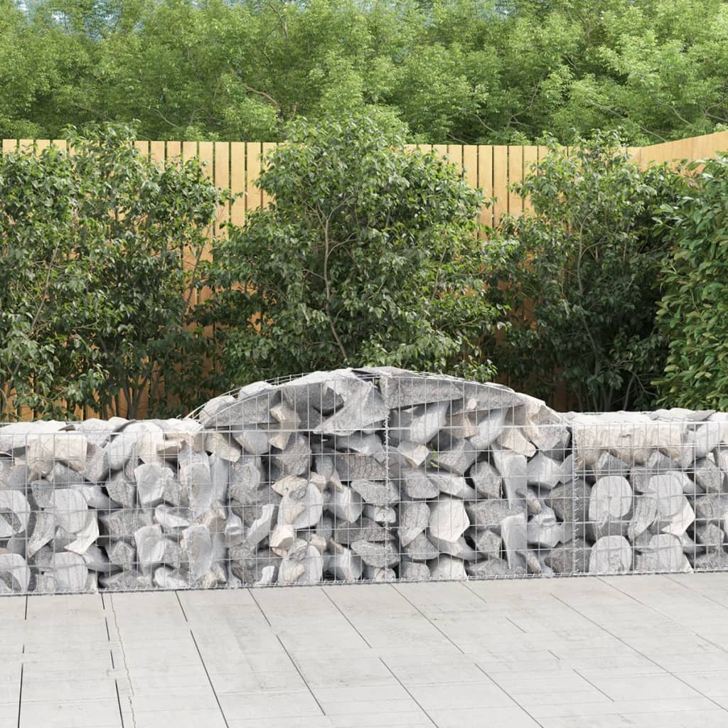 vidaXL Kosze gabionowe, 10 szt., 300x50x60/80 cm, galwanizowane żelazo