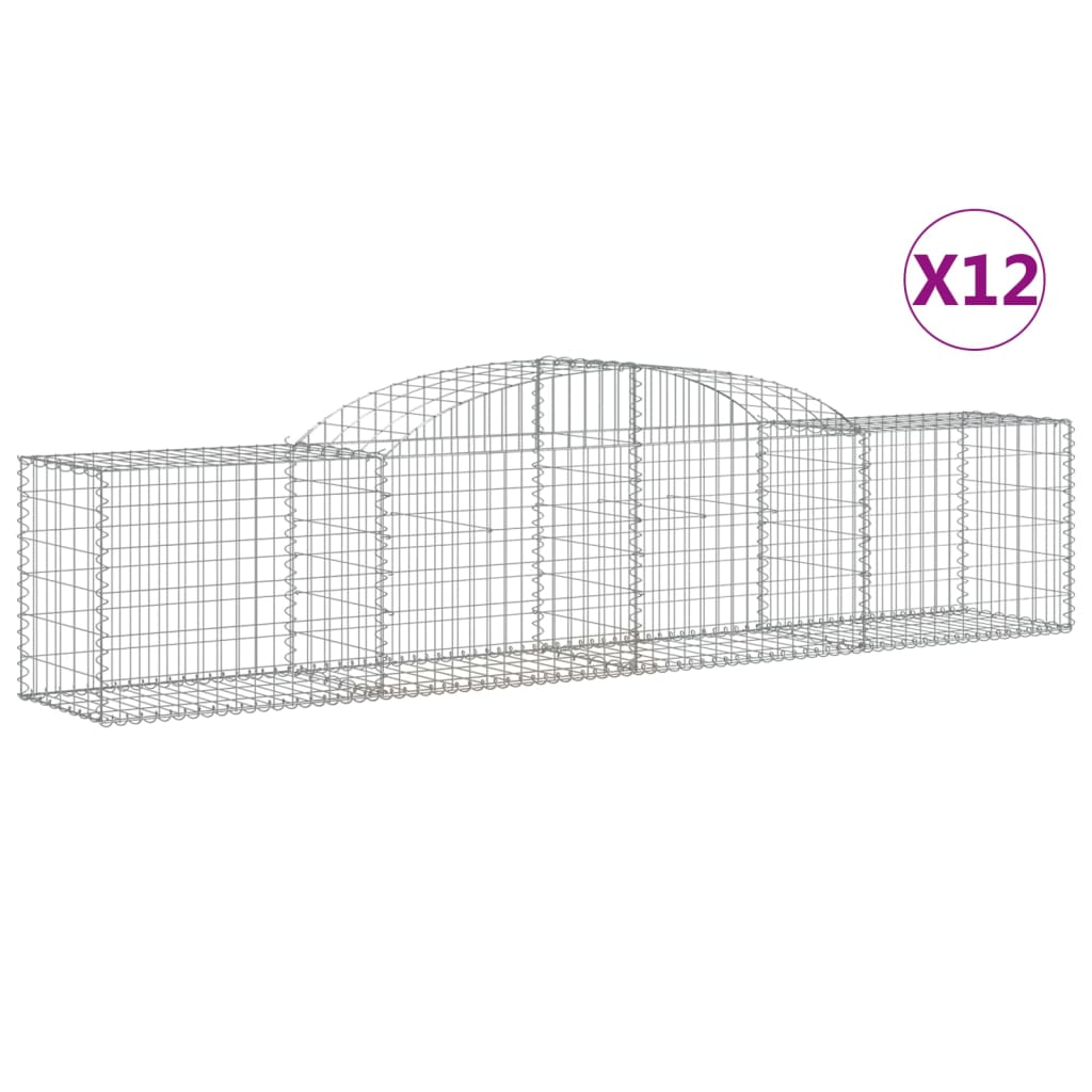 vidaXL Kosze gabionowe, 12 szt., 300x50x60/80 cm, galwanizowane żelazo
